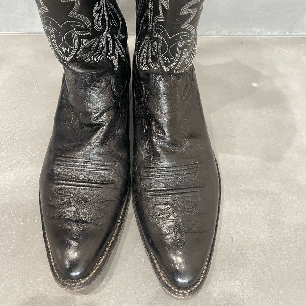 Justin Kangaroo Skin In Black Western Cowboy Boots Si… Gem